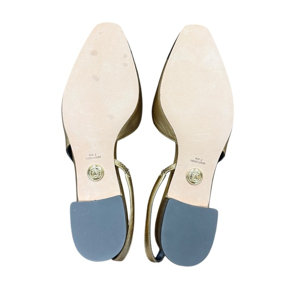 Veronica Beard Cecile Slingback Heels Women’s Sz 7.5‎ Black Gold Leather Cap-Toe - Picture 10 of 13